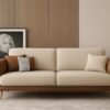 Velvet Contemprory 3 Seater Sofa for Bedroom, Living Room, Dining Room, Drawing Room, Home Office (3 Seater Beige & Brown, Beige Brown)