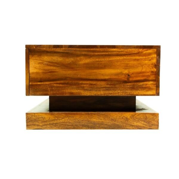 Sheesham Wood Coffee Table with Drawer Storage Wooden Tea Table with Glass for Living Room Home Office Furniture Solid Wood Teapoy (Honey Finish)