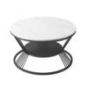2-Tier Round Coffee Table with Open Storage Shelf for Living Room