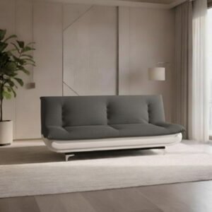 Torque Siesta 3 Seater Sofa Cuma Bed for Sleeping - Grey & White | Premium Suede Fabric Sofa Cum Bed