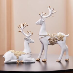 Amazon Basics Creative Resin Golden and White Reindeer