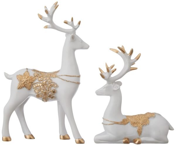 Amazon Basics Creative Resin Golden and White Reindeer