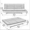 Torque Siesta 3 Seater Sofa Cuma Bed for Sleeping - Grey & White | Premium Suede Fabric Sofa Cum Bed