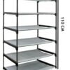 CMerchants Multipurpose Portable Space Saving/Rack Shelf Organizer 6 Layer Shoe Rack Organizer Stand (Grey), Metal, 300 Mm Depth