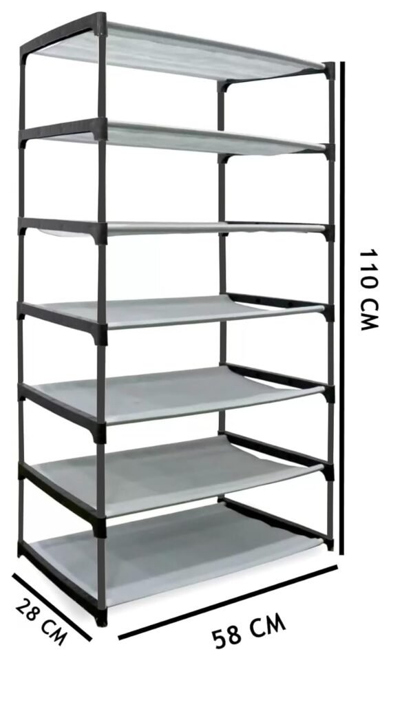CMerchants Multipurpose Portable Space Saving/Rack Shelf Organizer 6 Layer Shoe Rack Organizer Stand (Grey), Metal, 300 Mm Depth