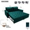 FURNY Tressa 2 Seater Fabric Pull-Out Sofa Cum Bed (Tealish Green) -