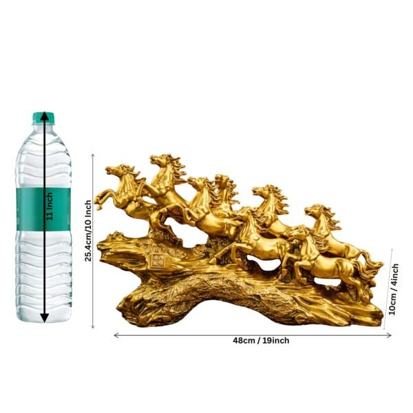 UAG Exports Golden 7 Running Horses Statue 19 Inch | Vastu Feng Shui Horse Showpiece for Home & Office Decor | Symbol of Success,