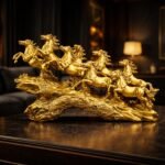 UAG Exports Golden 7 Running Horses Statue 19 Inch | Vastu Feng Shui Horse Showpiece for Home & Office Decor | Symbol of Success,