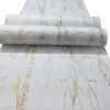 Elton White & Gold Matt Marble Furniture Film Wallpaper for Cupboard Door, Almirah, Fridge, Tabletop, Wall, Floor DIY & Renovation Project 2 x 16 feet