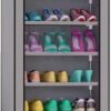 CMerchants Multipurpose Portable Space Saving/Rack Shelf Organizer 6 Layer Shoe Rack Organizer Stand (Grey), Metal, 300 Mm Depth