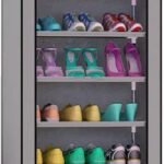 CMerchants Multipurpose Portable Space Saving/Rack Shelf Organizer 6 Layer Shoe Rack Organizer Stand (Grey), Metal, 300 Mm Depth