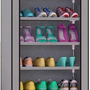 CMerchants Multipurpose Portable Space Saving/Rack Shelf Organizer 6 Layer Shoe Rack Organizer Stand (Grey), Metal, 300 Mm Depth