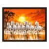ArtX Paper 7 Horses Vastu Frame Wall Art Painting, White Running Horses On Water