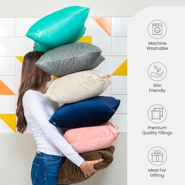 Sofa | Set of 5 Soft & Fluffy Square Sofa Cushions | Decorative Sofa