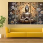 Buddha with flower in hand painting with frame Big Size(30x50'') Wall art