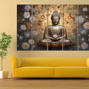 Buddha with flower in hand painting with frame Big Size(30x50'') Wall art