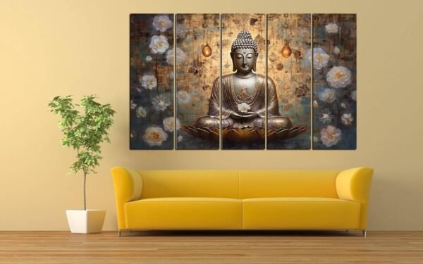 Buddha with flower in hand painting with frame Big Size(30x50'') Wall art