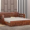 Sheesham Wood 3 Seater Sofa Cum Bed for Home, Sofa Cum Bed with Storage, Comfort Sofa Beds Foldable, Modern & Unqiue SofaBed, Honey Finish