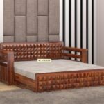 Sheesham Wood 3 Seater Sofa Cum Bed for Home, Sofa Cum Bed with Storage, Comfort Sofa Beds Foldable, Modern & Unqiue SofaBed, Honey Finish